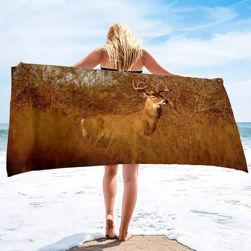 Sika Deer Ultra-Fine Fiber Beach Towel, Super Large Soft Beach Blanket, Absorbent Quick Drying Bath Towel, Swimming Pool Towel