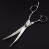 7" Pink Plum Blossom Pet Grooming Scissors Set: 4-Piece Includes Straight, Bent, Thinning Scissors & Comb