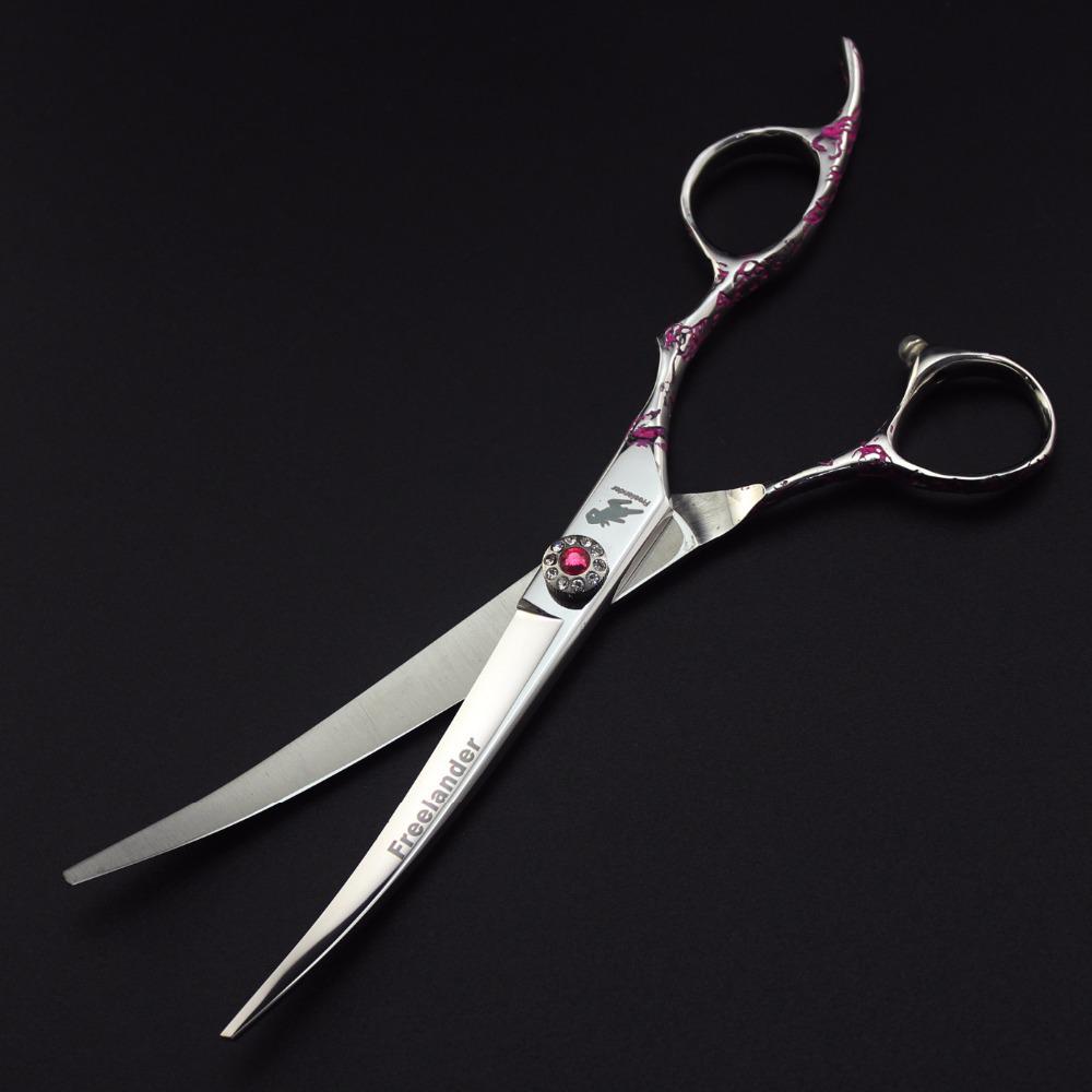 7" Pink Plum Blossom Pet Grooming Scissors Set: 4-Piece Includes Straight, Bent, Thinning Scissors & Comb