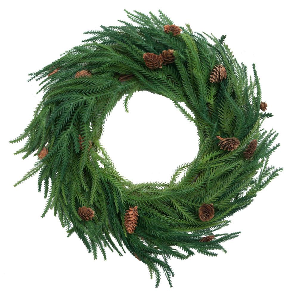 

Christmas Pinecones Wreath Decoration Soft Lifelike Norfolk Pine Green Decorate