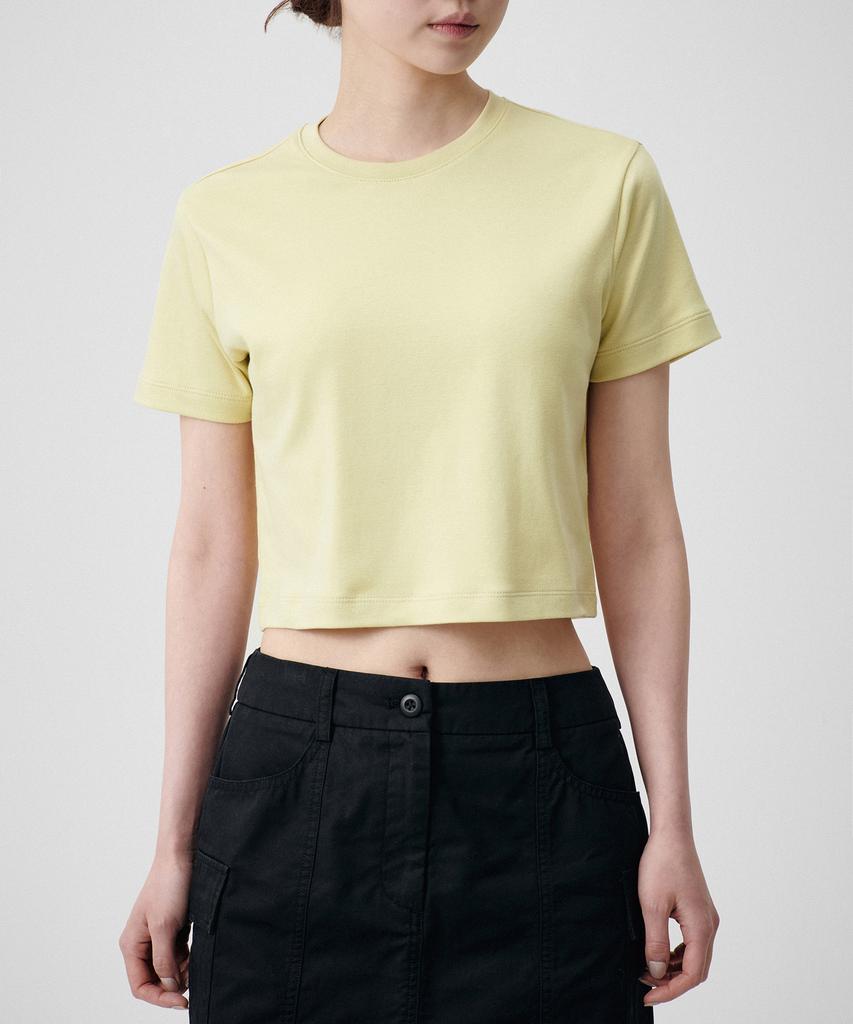 MUSINSA STANDARD WOMAN Women'S Crew Neck Crop T-Shirt [Light Yellow]