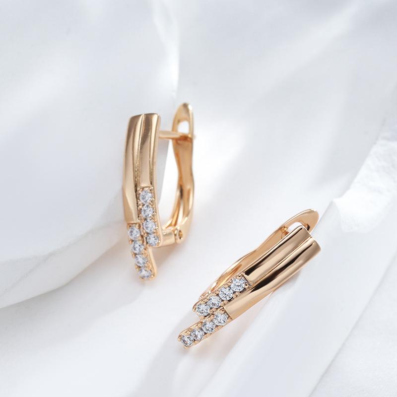 Außergewöhnliche Ohrhänger in Roségold für Damen und Mädchen, glänzende, lange Ohrstecker mit natürlichem Zirkonia – Brautschmuck für Hochzeiten