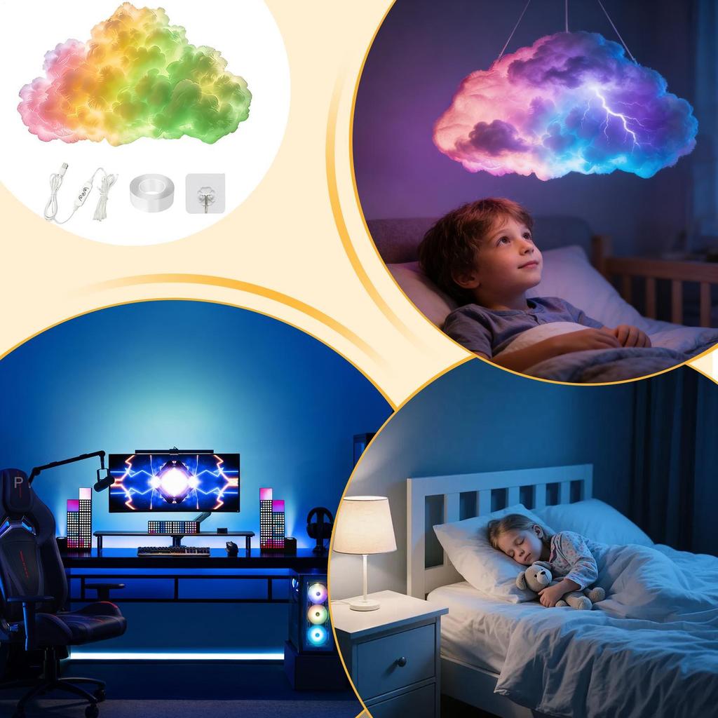 LED Clouds USB Music Rhythm Multicolor Dynamic Decoration Cloud Light For Bedroom Nursery Living Room Home Office Party Bar Teen
