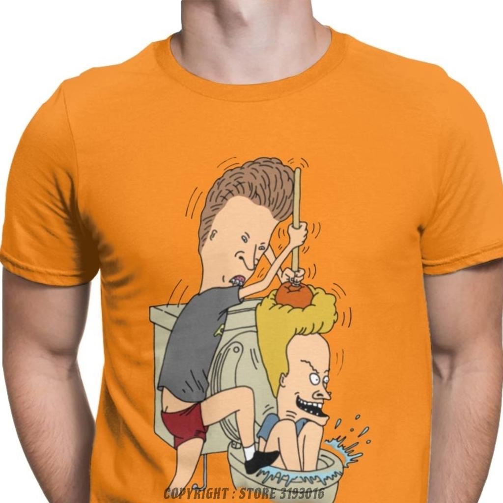 Beavis Butthead Toilet Fun TShirts Aesthetic Men Cartoon Rock Comic Punk Metal Funny Christmas Tees T Shirts Homme