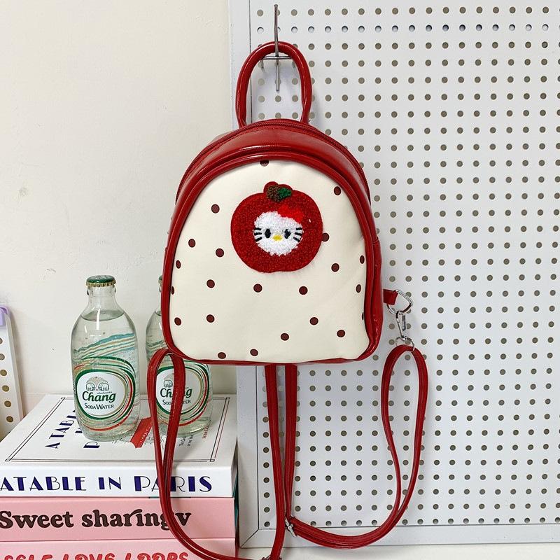 

Красный рюкзак с кошкой в горошек, женский новый весенне-летний рюкзак в нишевом дизайне в студенческом стиле красный