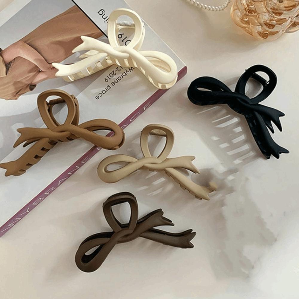 Solid Acrylic Twisted Hair Claws Resin Shark Clips Portable Matte Bow Hair Clips  Girls