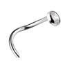 Titanium Nose Ring With White Premium Zirconia - Silver - Tn-007 0.8/6.5/2.5
