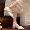 2026 Spring Pointed tip Thick Heel Women Shoes Concise Shallow Buckle Shoes Ladies Elegant Dress Single Shoes