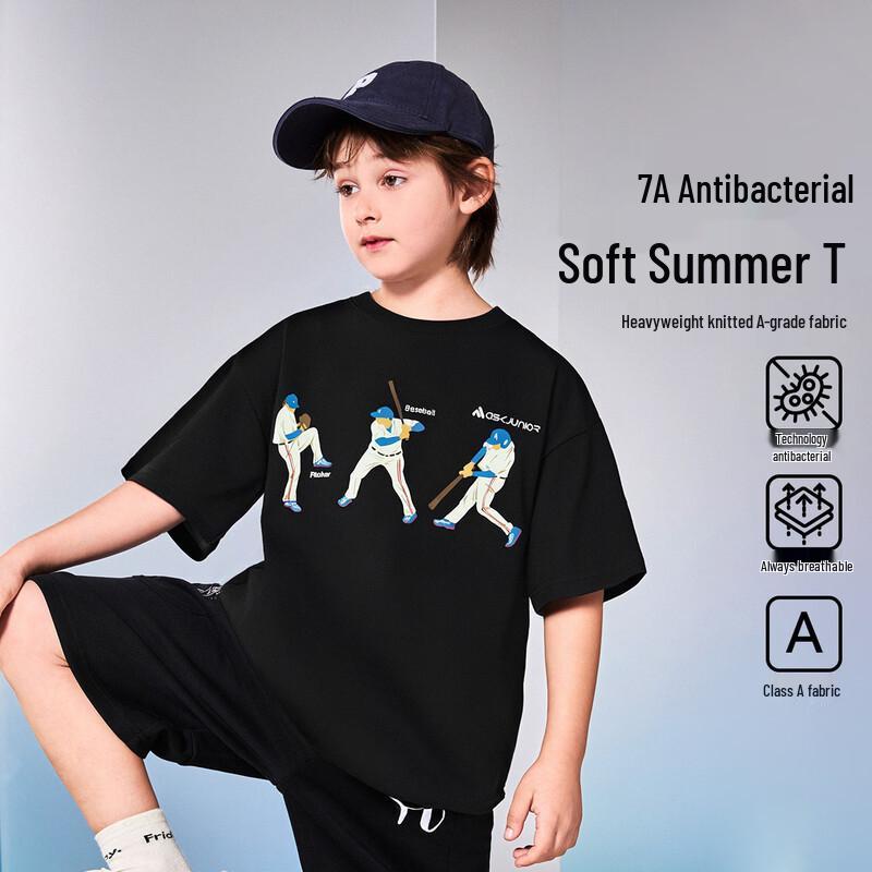 ASK JUNIOR Boys 7A Antibacterial Pure Cotton Printed Short Sleeve T-Shirt 37