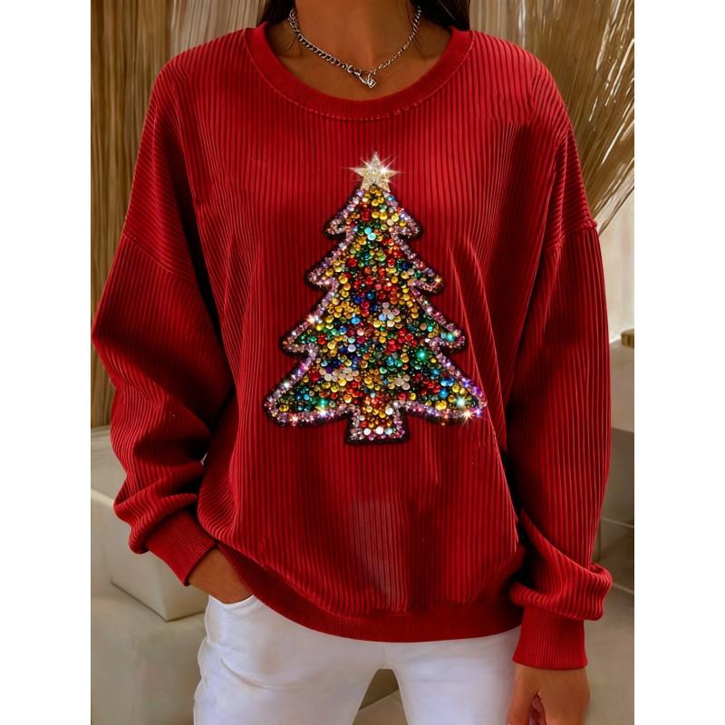 Christmas 3D Print Pullover Hoodie Womens Streetwear Loose Fit