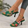 Women Shoes 2026 Spring New Flower Women Heels Sandals Sexy Dress Thin Heel Pointed Toe Ladies High Heels