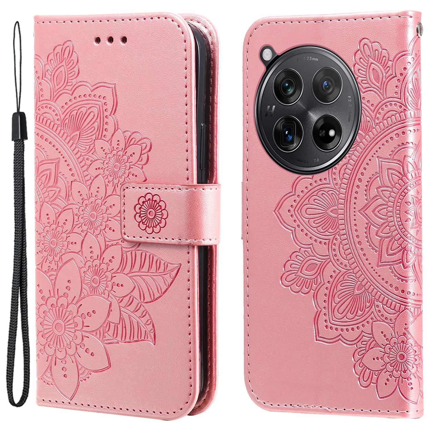 

For OnePlus 12R 5G/Ace 3 5G Case Floral Pattern PU Leather Wallet Stand Phone Cover E