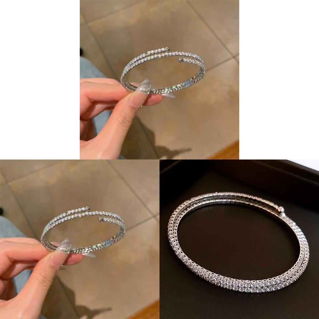 Adjustable Zircon Stone Bangle Bracelet With Geometric Design For Women Fashion Accessories