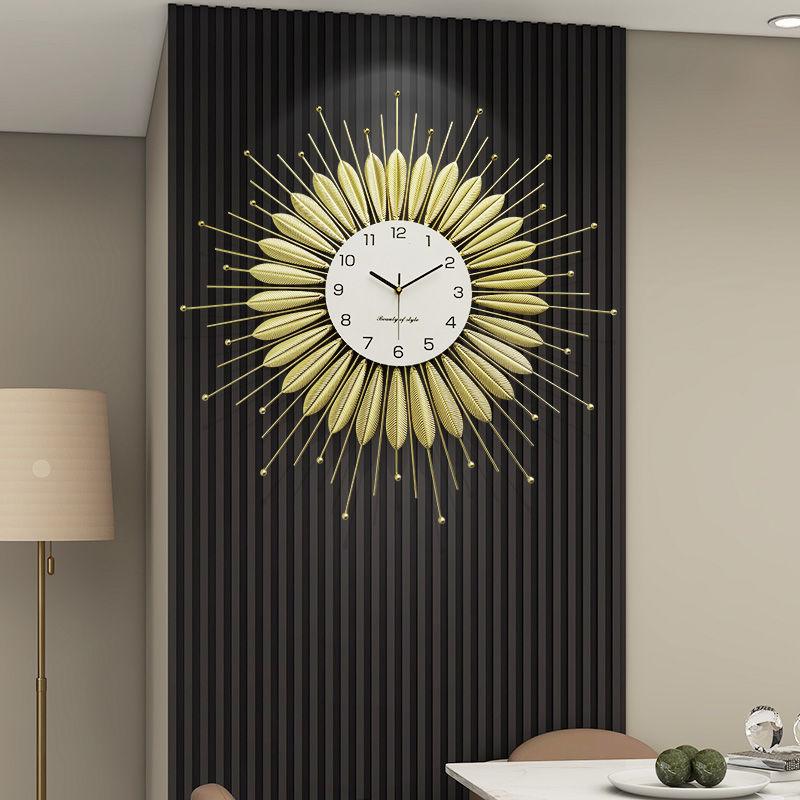 Metal Hang Clocks Retro Wall Clock Living Room Modern Luxury Silent Watch Household Mechanical Watches Decoration Accessories