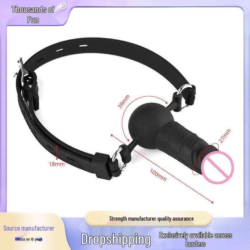 Adult Erotic Bondage Toys: Silicone Gag & Dildo Set for Men and Women