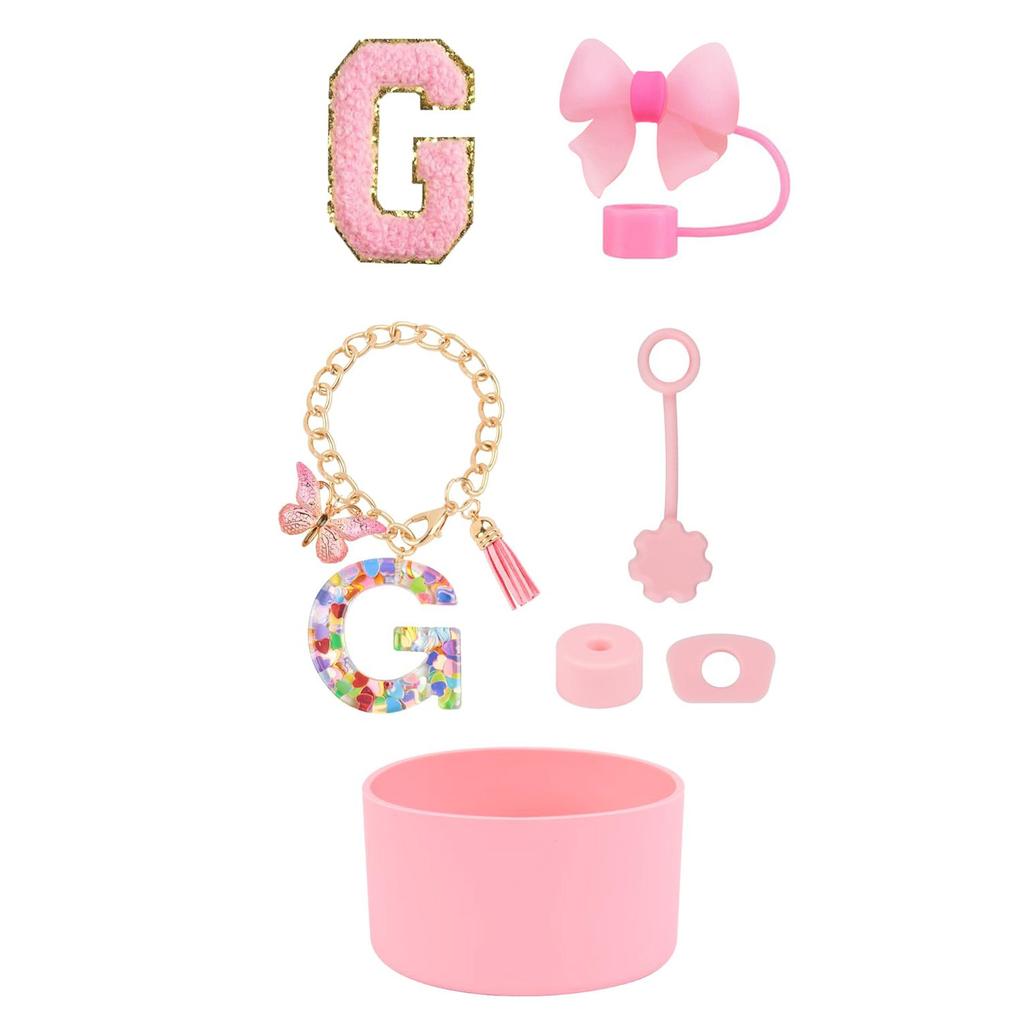 7pcs Cup Accessories Set for Stanley 30oz 40oz Tumbler Straw Cover Cap Boot Spill Proof Stopper Letter Keychain Charm Sticker