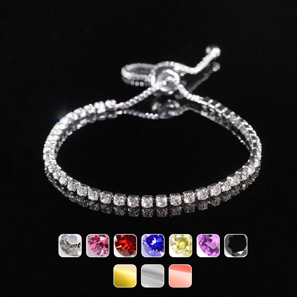 Zircon Adjustable Tennis Bracelet, Luxury Women's Jewelry with Full Diamond Design