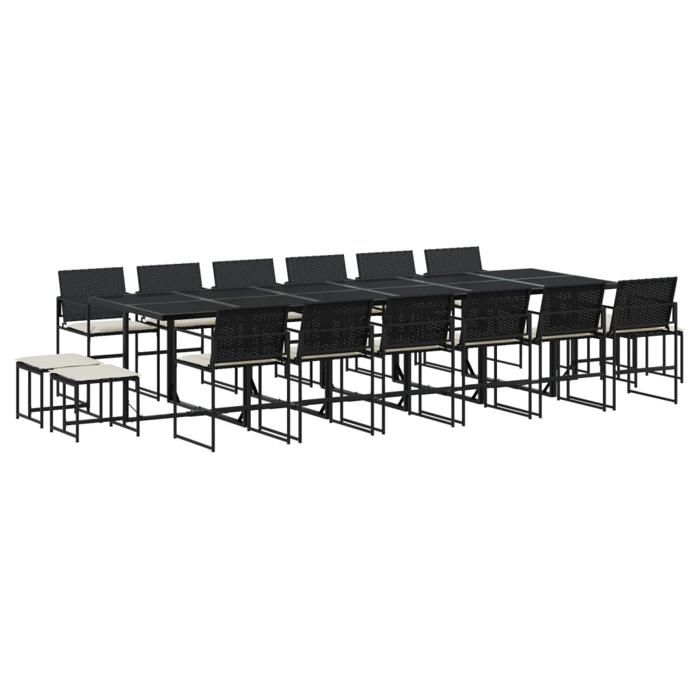VidaXL 17 Pcs Garden Dining Set Black Cushions Wicker, Outdoor Dining Set, Dining Furniture of 3295072