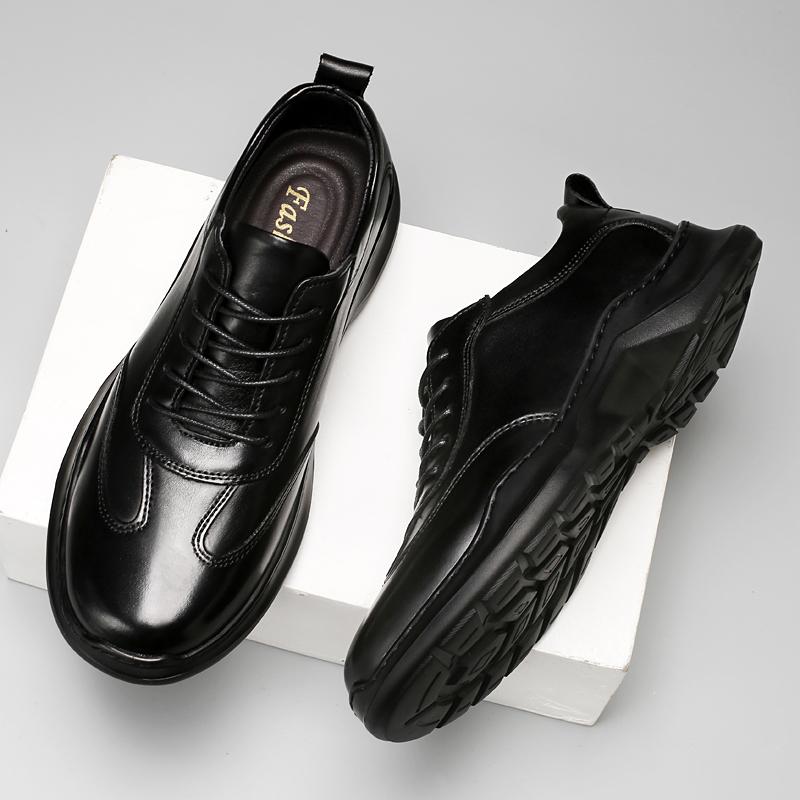 Fashion Men's Genuine Leather Sports Shoes Fashion Casual Sneakers New Outdoor Walking Shoes Men Non-Slip Comfortable Walking Shoes