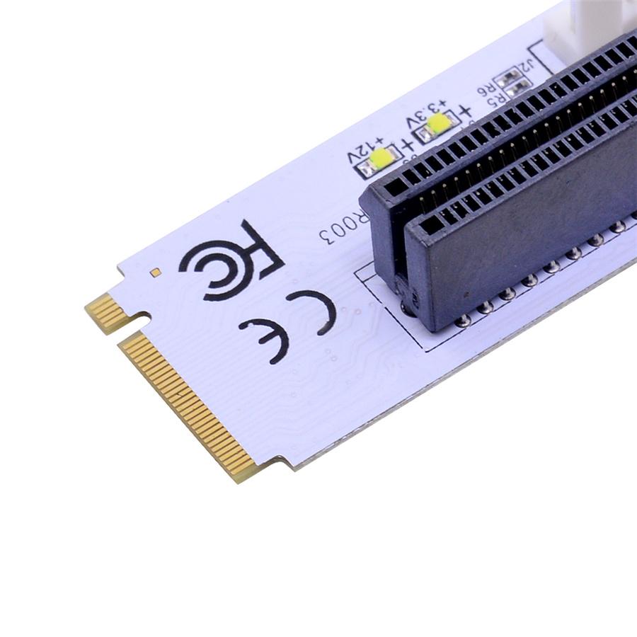 2Pcs NGFF M2 to PCI-e 4X 1X Slot Riser Card M Key SSD Port to PCIE Adapter