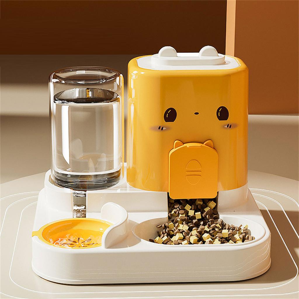 Compacts Cats Food Water Dispenser Automatic Feeders With Anti Spill Edges Space Efficient For Indoor Pet
