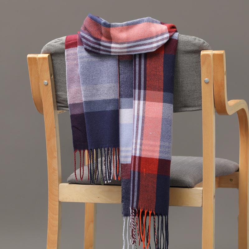 Autumn And Winter Men'S Plaid Scarf British Plaid Imitation Cashmere Tassel Couple Parent-Child Men'S Scarf