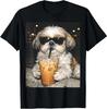 Funny Shih Tzu Drinking Iced Coffee Dog Meme T-Shirt