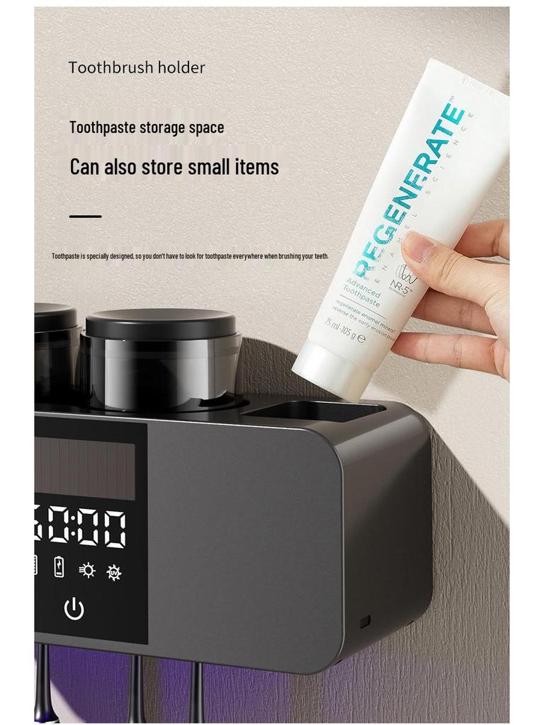 Smart Wall-Mounted Toothbrush Holder & UV Sterilizer with LCD Drying Feature
