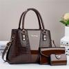 3-teiliges Elegantes PU Handtaschen-Set, Krokodilmuster Große Kapazität Umhängetasche mit Münzfach und Kartenhalter, Geprägte Tragetasche
