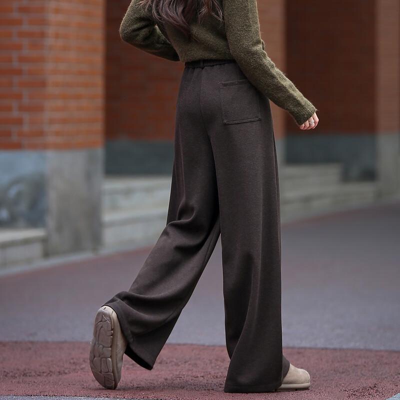 Women's Wool Blend Winter Straight-Leg Casual Pants