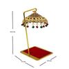 Metall Chhatra Regenschirm für Götzenfigur – Design 12 | Hängende Kristall Chatri für Auto Armaturenbrett, Schreibtisch, Heimtempel & Murti Dekoration