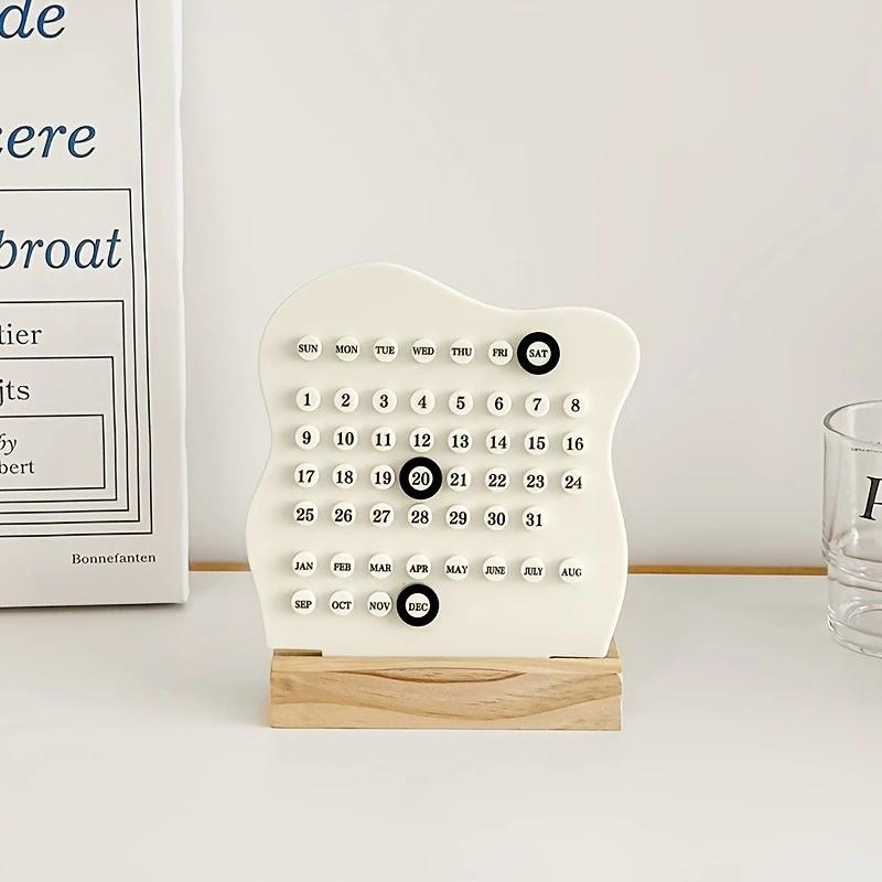 

Wooden DIY Cloud Ring Calendar Cute Desk Calendar Adjustable Week Month Date Display Calendar Home Office Desk Decoration