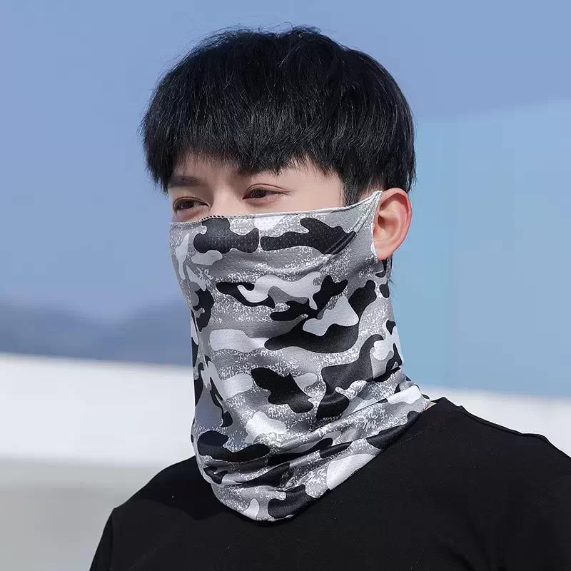 Sun Mask Men's Thin Ice Silk Scarf Summer Sports Headscarf Outdoor Fishing Face Towel Neck Guard Bandana Face Mask