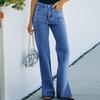 Mittelhoch Geschlitzt Gewaschen Gerade Lässig Jeans Langhosen