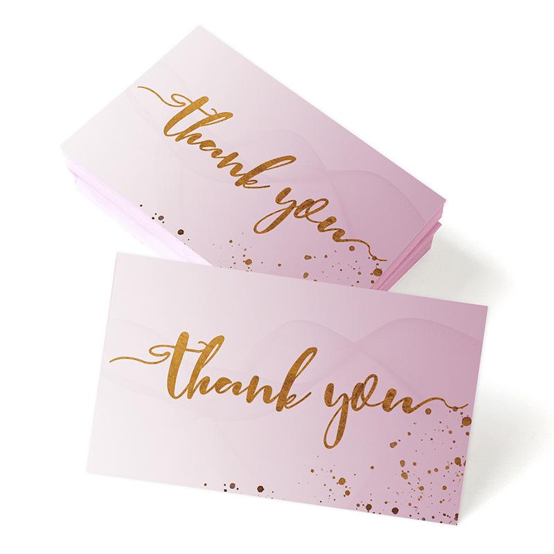 50pcs/ Pack Gold Textured Thank You Cards, Suitable For Weddings, Business, Party Invitations, Holiday Cards
