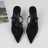 Módní špičaté sexy síťované dámské sandály na vysokém podpatku 2025 léto nový designér černé slingback jehlové elegantní boty pro kancelářskou dámu
