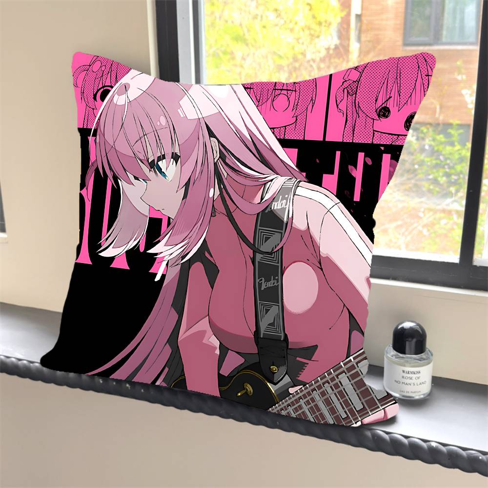 1PC Anime Bocchi The Rock Pillow Case Square  Bedroom Sofa Leisure Comfort Cushion Car Home Decoration Pillowcase 40x40
