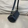 Leather rhombus bag woven pencil bag cylindrical women's bag underarm pillow bag one shoulder diagonal span handbag crossbody