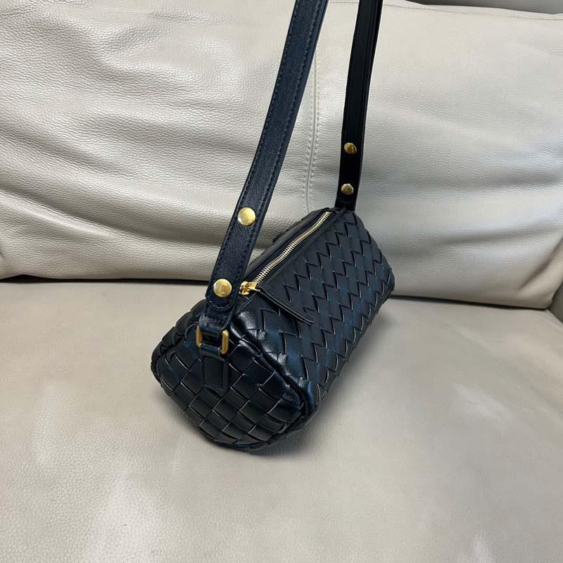 Leather rhombus bag woven pencil bag cylindrical women's bag underarm pillow bag one shoulder diagonal span handbag crossbody