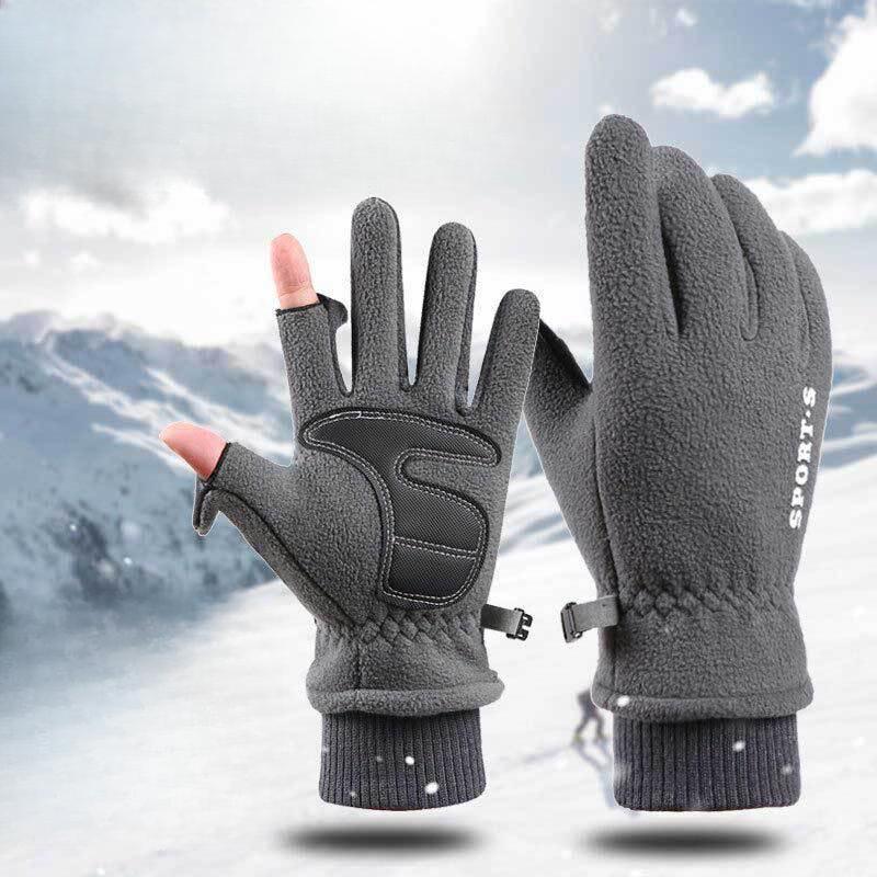 Autumn Winter Fleece Lined Thermal Gloves Men Polar Fleece Waterproof Ski Riding Outdoor Sports Motorcycle Warm Gloves