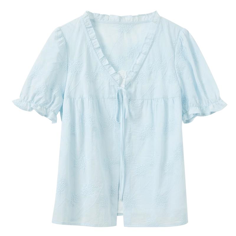 Sancai 2026 Summer Plus Size Embroidered Blouse XL