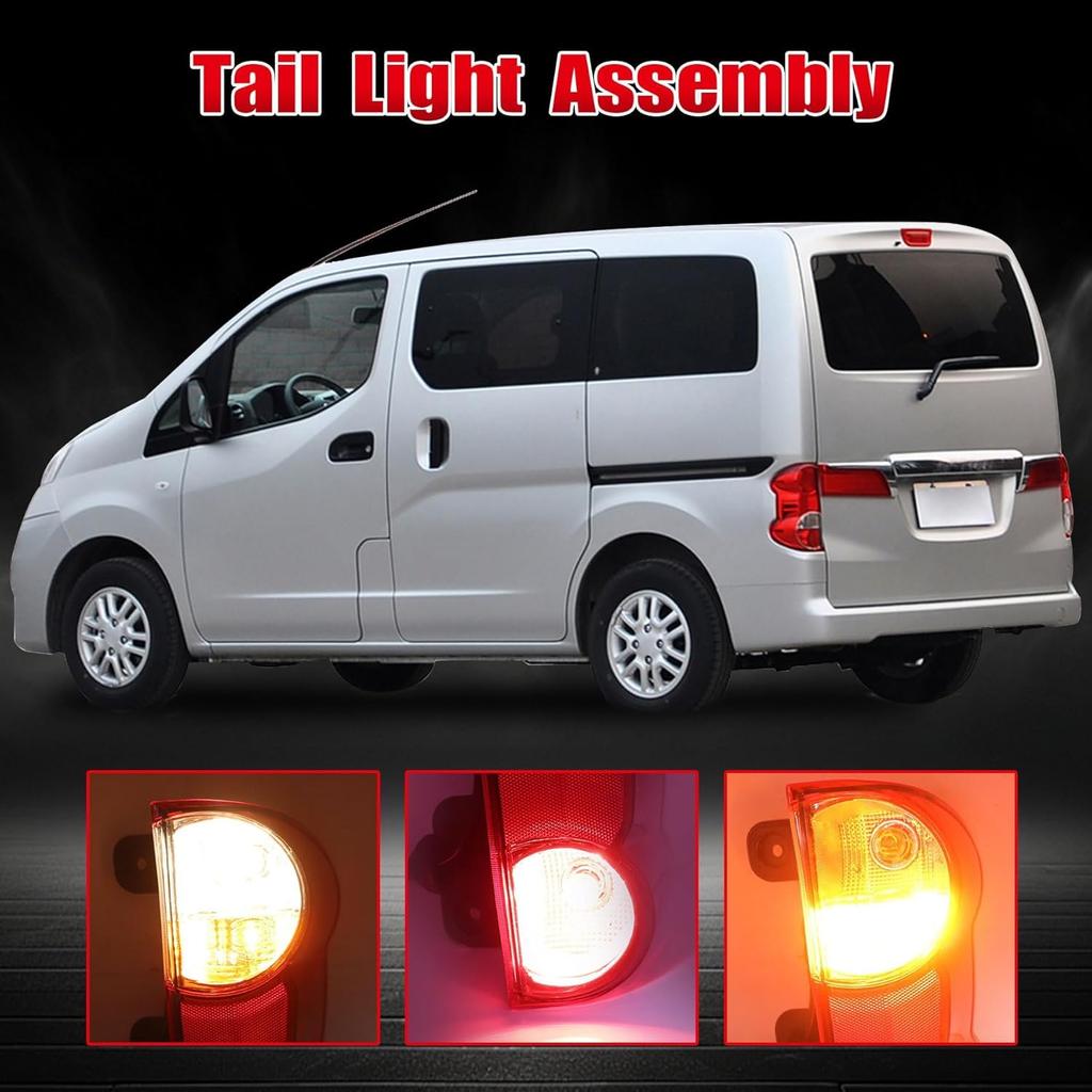 Left Tail Light Assembly Clear Red Lens with Bulbs for Nissan NV200 2013-2018 Driver Side