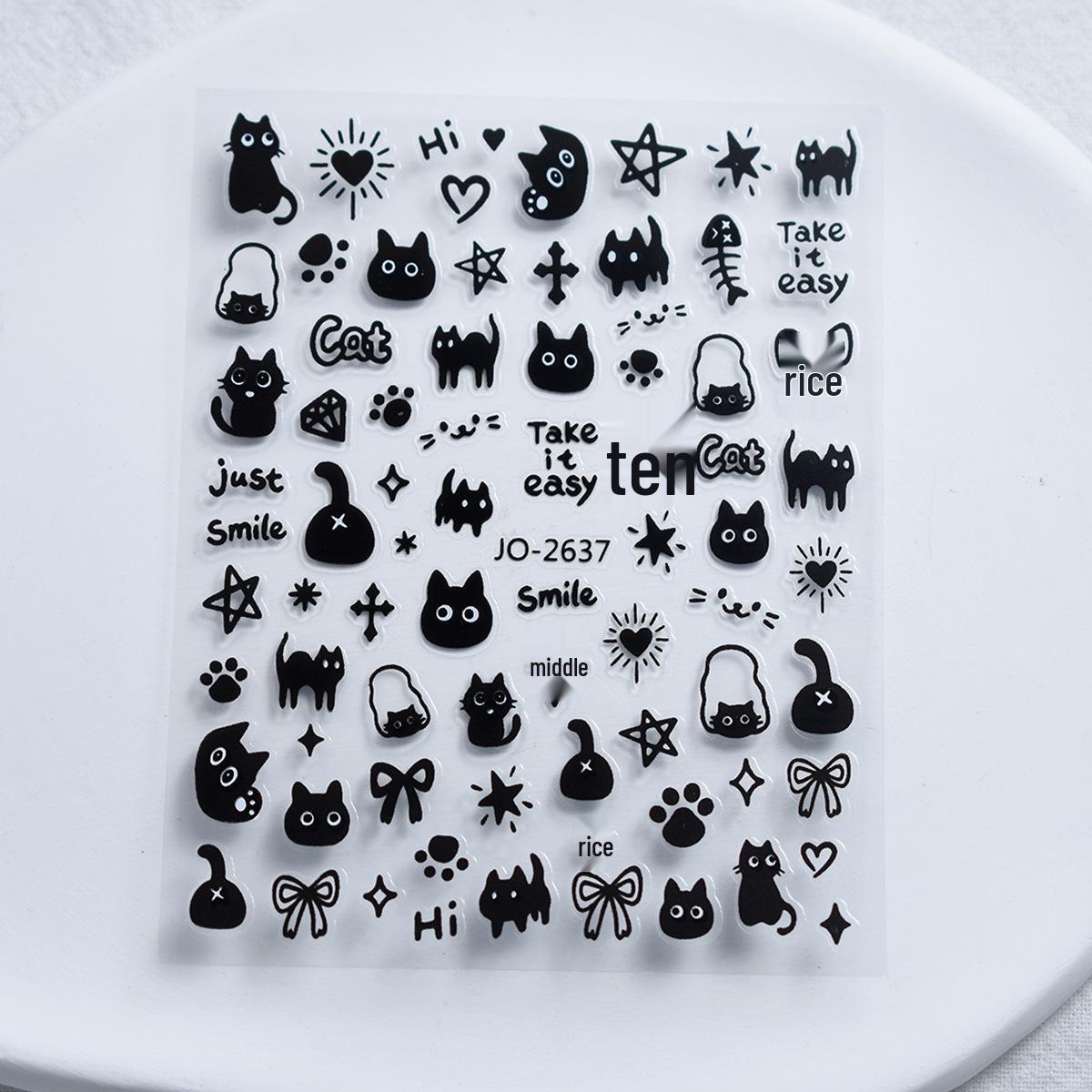 Puppy Cat Cool Graffiti Nail Stickers - Cute Small Patterns Bows Decals