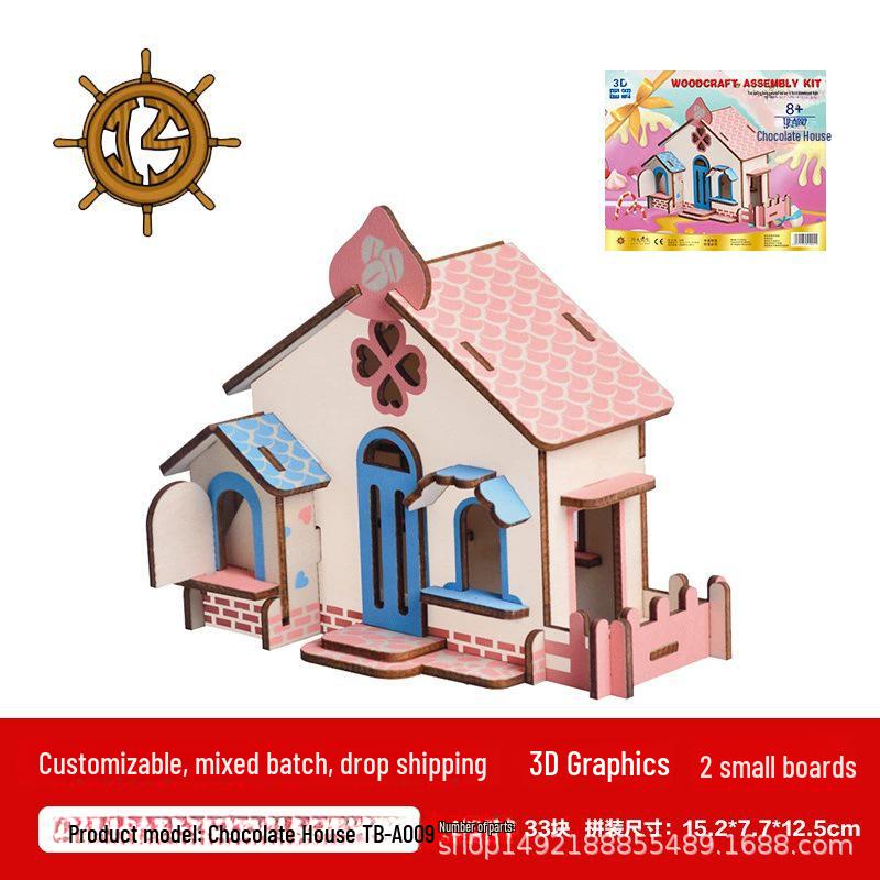 3D Holzpuzzle Hausmodell: Lernspielzeug für das frühe Lernen von Kindern