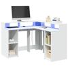 VidaXL Bureau avec lumières LED blanc 130x130x91 cm bois d'ingénierie, bureau d'ordinateur, bureau d'écriture, meuble de 3309447