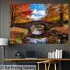 2D Autumn Nature Backdrop Cloth Stone Bridge Fall Photography Background
