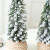 1PC Small Green Christmas Decor Plastic Christmas Tree Window Display Decor Flocked Artificial Christmas Tree