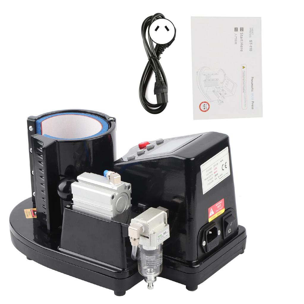Pneumatic Auto Mug Transfer Sublimation Heat Press Machine ST‑110 Black