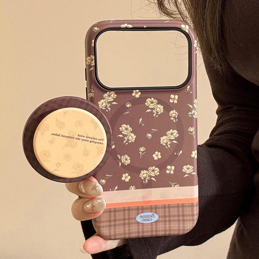 Retro Blommigt Ställ Telefonfodral för iPhone 17 och iPhone 17 Pro Max