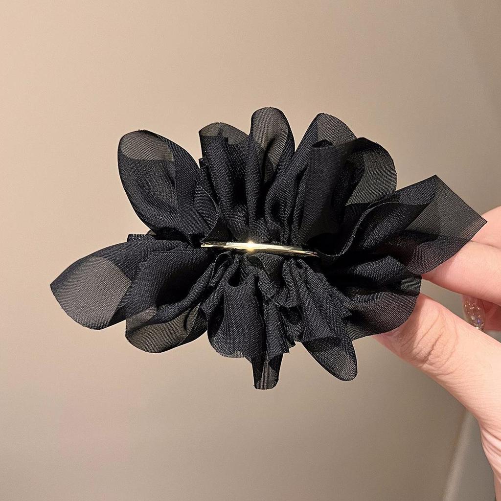 Elegant Summer Chiffon Flower Hairpin for Women - High-End Ponytail and Headdress Clip